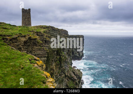 United Kingdom, Scotland, Orkney Islands, Kitchener Memorial, rocky cliff