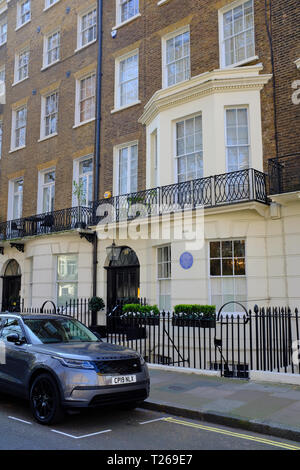 Former home of John Lennon at 34 Montagu Square, London, Uk Stock Photo