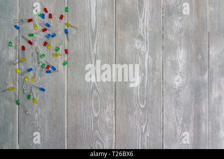 Colorful leds on a white vintage background with copy space Stock Photo