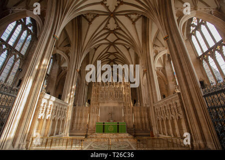 Bristol, United Kingdom, February 2019, View of the altar in the historic Bristol Cathedral Stock Photo