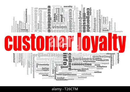 Customer loyalty word cloud concept on white background, 3d rendering. Stock Photo