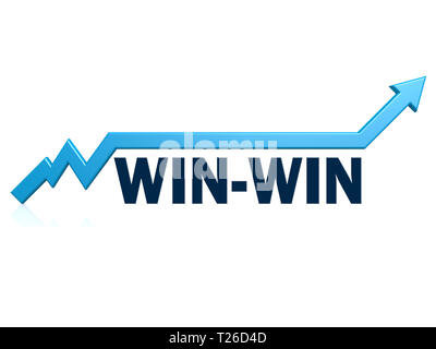 Win Win Word With Blue Grow Arrow 3d Rendering Stock Photo Alamy