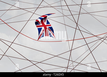 United Kingdom brexit deal crisis and British political uncertainty or Britain referendum and election vote in a 3D illustration style. Stock Photo