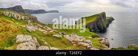 Lighthouse at Neist Point (Isle of Skye, Scotland) Stock Photo