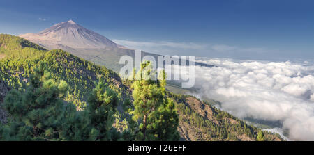 Panorama of the volcano Teide and Orotava Valley - view from Mirador La Crucita (Tenerife, Canary Islands) Stock Photo