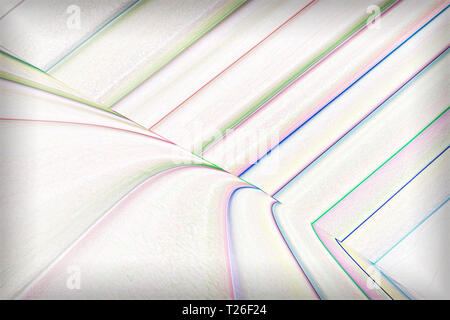 On a light background, multi-colored straight and curved lines form a pattern. Stock Photo