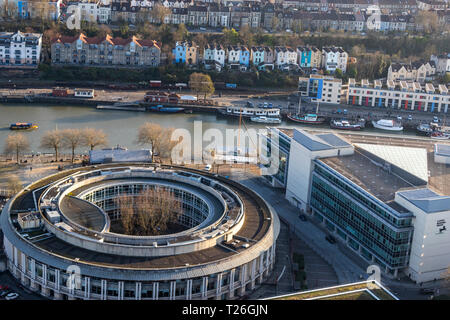 Lloyds Banking Group HQ, Millennium Square and We The Curious. Bristol from the air. Stock Photo