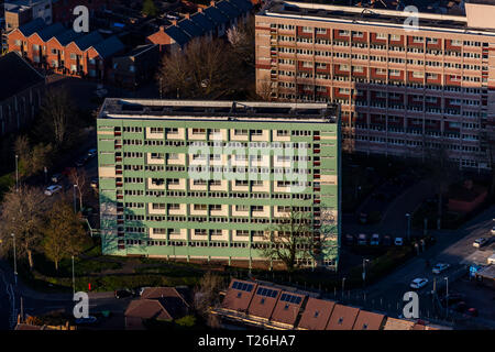 Barton Hill flats and estate, Bristol. Phoenix House flats is painted green Stock Photo