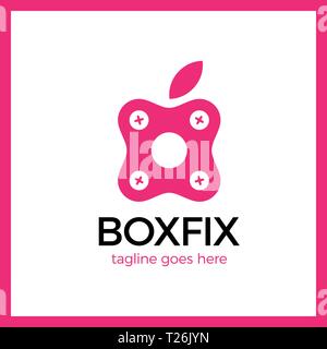 Eco Box Fix Logo. Repair center Stock Vector