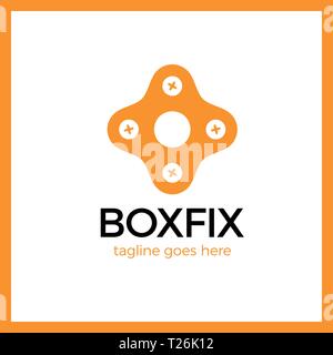 Eco Box Fix Logo. Repair center Stock Vector