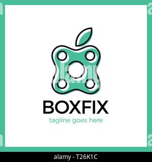 Eco Box Fix Logo. Repair center Stock Vector
