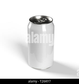 Realistic can mockup - Isolated packaging template easy to customize, 3D rendering on white background Stock Photo