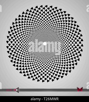 Vector Black and White Spiral triangle Swirl Abstract Round Optical Illusion. Abstract Geometric Background Design. Stock Vector