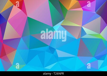 Abstract multicolored polygon, low polygon background. Transfusion of color. Geometric Pattern. Blue, pink, lilac, burgundy, saturated Stock Vector