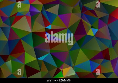 Dark abstract background of multicolored triangles Stock Vector