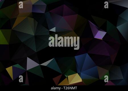 Dark abstract background of multicolored triangles Stock Vector
