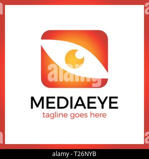 Media Eye Logo. Eye Logo design vector template. Colorful media icon. Creative Vision Logotype concept. Stock Vector