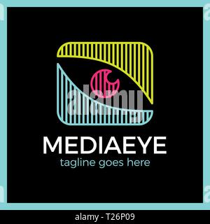 Media Eye Logo. Eye Logo design vector template. Colorful media icon. Creative Vision Logotype concept. Stock Vector