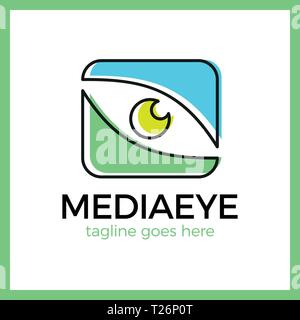 Media Eye Logo. Eye Logo design vector template. Colorful media icon. Creative Vision Logotype concept. Stock Vector
