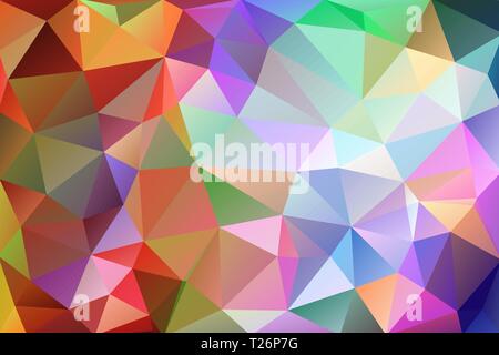 Abstract, colorful, multicolor and iridescent background of triangles Stock Vector