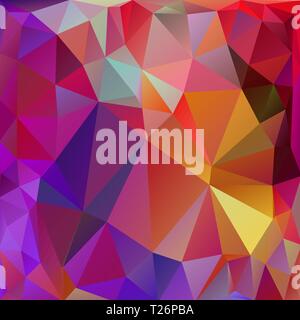Pink, red square festive abstract background of triangles of blue, purple, red shades Stock Vector