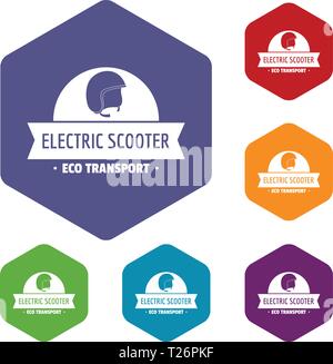 Helmet gyro scooter icons vector hexahedron Stock Vector