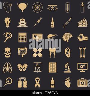 Diagnostic icons set, simple style Stock Vector