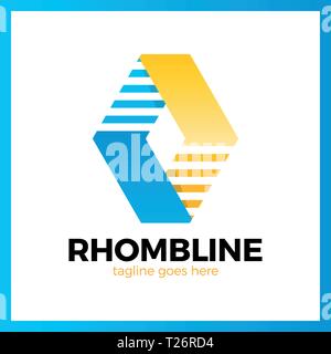 Rhomb Line Logotype. Sport logo. Stock Vector