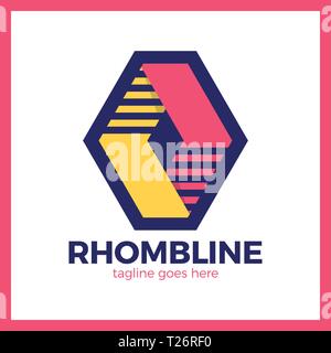 Rhomb Line Logotype. Sport logo. Stock Vector