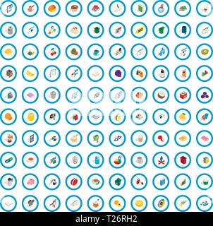 100 office supplies icons set, isometric 3d style Stock Vector
