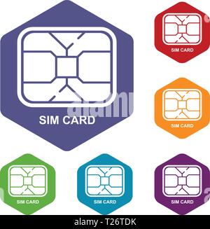 Central microchip icons vector hexahedron Stock Vector