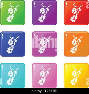 Micro vibrio icons set 9 color collection Stock Vector