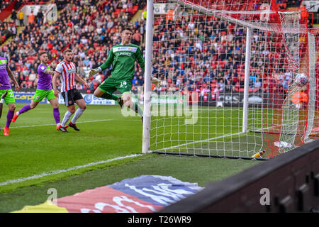 . Bramall Lane, Sheffield, England, UK. 30th March 2019Sky Bet Championship, Sheffield United vs Bristol City ; Billy Sharp (10) of Sheffield United scores to make it 1-0      Credit: David John/News Images    English Football League images are subject to DataCo Licence Credit: News Images /Alamy Live News Stock Photo