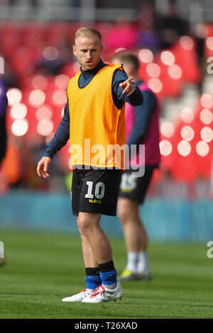 Stoke on trent, UK. 30th March 2019. Sheffield Wednesday midfielder Barry Bannan (10) during the EFL Sky Bet Championship match between Stoke City and Sheffield Wednesday at the bet365 Stadium, Stoke-on-Trent, England on 30 March 2019. Photo by Jurek Biegus.   Credit: UK Sports Pics Ltd/Alamy Live News Credit: UK Sports Pics Ltd/Alamy Live News Stock Photo