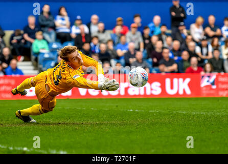 Loftus Road Stadium, London, UK. 30th March 2019.  Joe Lumley of Queens Park Rangers saves towards the end of the second half of the EFL Sky Bet Championship match between Queens Park Rangers and Bolton Wanderers at the Loftus Road Stadium, London, England on 30 March 2019. Photo by Phil Hutchinson.   Credit: UK Sports Pics Ltd/Alamy Live News Stock Photo
