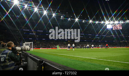 London, UK. 30th March, 2019 A general view as Spurs celebrate a goal from Dimitar Berbatov (a filter was used on the lens to create this effect) during the Legends match between Tottenham Hotspur Legends against Inter Milan Legends at White Hart Lane Stadium, London England on 30 March 2019. Credit Action Foto Sport Credit: Action Foto Sport/Alamy Live News Stock Photo