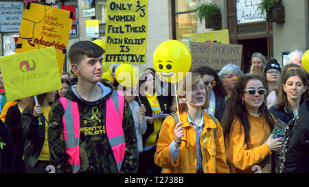 Glasgow, Scotland, UK 30th March, 2019.City centre saw a yellow river of colour as the march  EndoMarch for endometriosis circled the city centre, part of a worldwide protest that has seen marches in other UK cites. Gerard Ferry/Alamy Live News Stock Photo