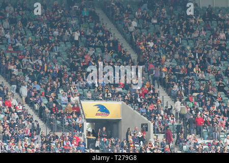 Adelaide, Australia. 31st March 2019.  Thousands of fans fill the stand  at the Adelaide Oval for the 2019 AFL Women's Grand Final between Adelaide Crows and Carlton Football Club. The AFLW is an Australian rules football league for female players with the first season of the league began in February 2017. Credit: amer ghazzal/Alamy Live News