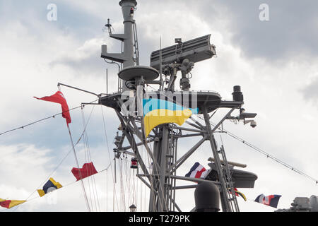 The Barbaros-class frigates 2 are among the most modern frigates in the Turkish Navy. They were designed in Germany and are part of the MEKO group of  Stock Photo