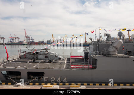 The Barbaros-class frigates 2 are among the most modern frigates in the Turkish Navy. They were designed in Germany and are part of the MEKO group of  Stock Photo