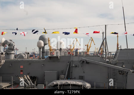 The Barbaros-class frigates 2 are among the most modern frigates in the Turkish Navy. They were designed in Germany and are part of the MEKO group of  Stock Photo