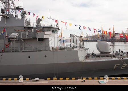 The Barbaros-class frigates 2 are among the most modern frigates in the Turkish Navy. They were designed in Germany and are part of the MEKO group of  Stock Photo