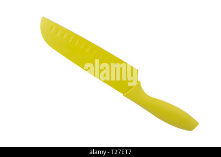 Ceramic kitchen knife disposed by diagonal, isolated on a white background. Stock Photo