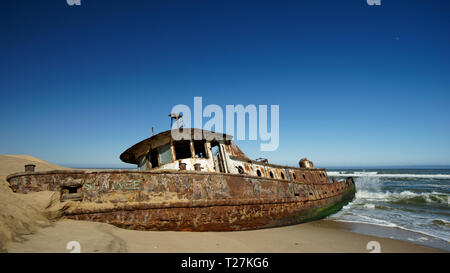 Shawnee ship that was wrecked on the Skeleton Coast of Namibia, south west Africa. Stock Photo