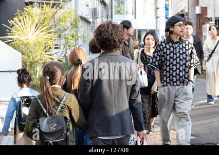 I cannot describe how crowded Harajuku was but it was actually great to be forced to stop every few steps in the ocean of people & observe the surroundings Stock Photo
