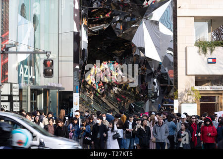 I cannot describe how crowded Harajuku was but it was actually great to be forced to stop every few steps in the ocean of people & observe the surroundings Stock Photo