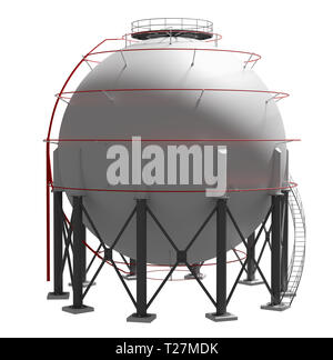 Spherical gas tank. 3D illustration Stock Photo