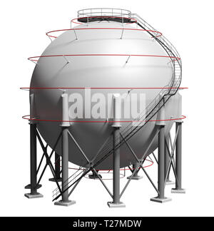 Spherical gas tank. 3D illustration Stock Photo