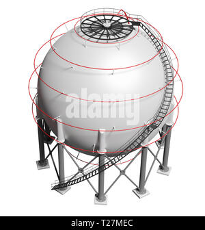 Spherical gas tank. 3D illustration Stock Photo