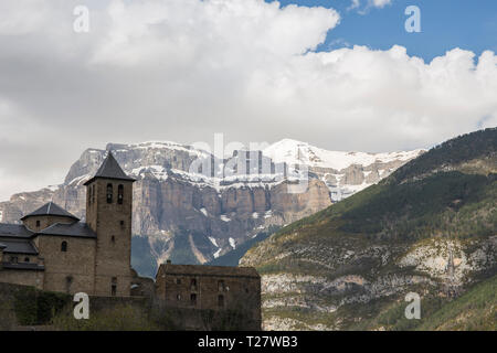 Town of Torla, Ordesa and Monte Perdido National Park , Aragon, Huesca, Spain. Stock Photo